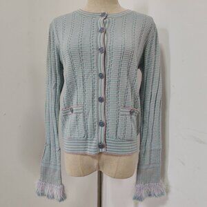 Chanel blue wool long-sleeved knitted cardigan coat